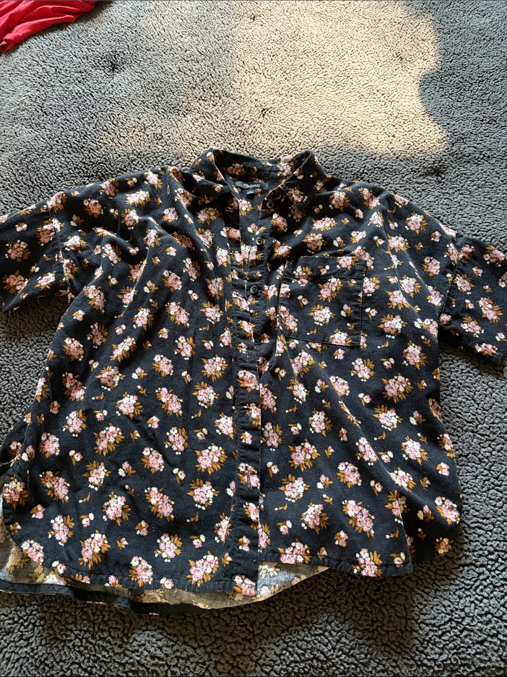 Madewell Black Floral Button-Down Shirt